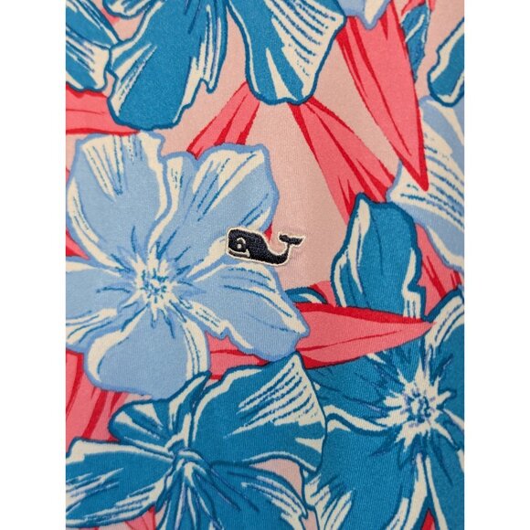 Vineyard Vines Mens On-The-Go Sankaty Polo Hawaiian L Pink & Blue Shirt - Picture 3 of 5